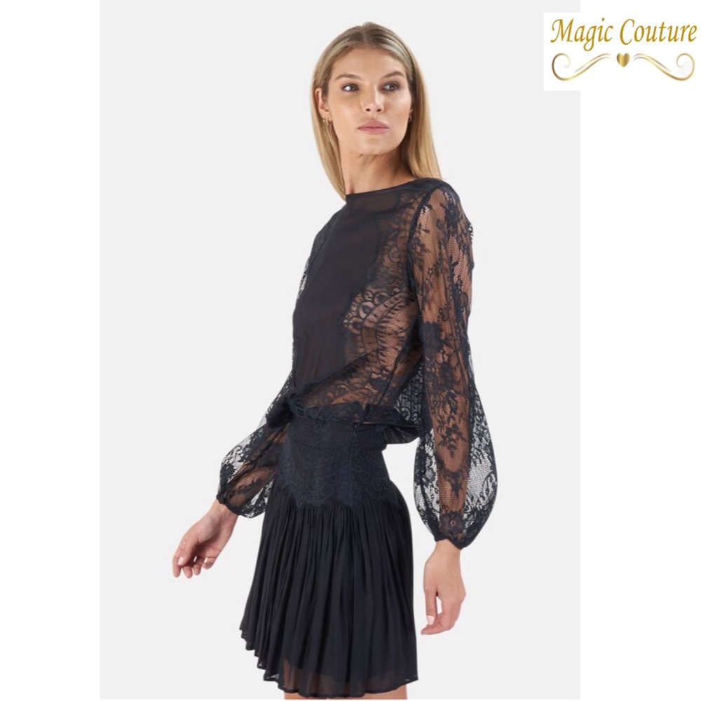 Magali Pascal Lou Sheer Lace Dress💙🖤💙